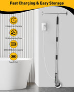 Electric Spin Scrubber for Cleaning Bathroom, Shower Scrubber Cordless Cleaning Brush with IPX7 Waterproof & 2 Speed, 3 Brush Heads, Bathroom Cleaning Supplies for Shower Tub Tile Toilet Grey