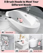 Electric Spin Scrubber for Cleaning Bathroom, Shower Scrubber Cordless Cleaning Brush with IPX7 Waterproof & 2 Speed, 3 Brush Heads, Bathroom Cleaning Supplies for Shower Tub Tile Toilet Grey
