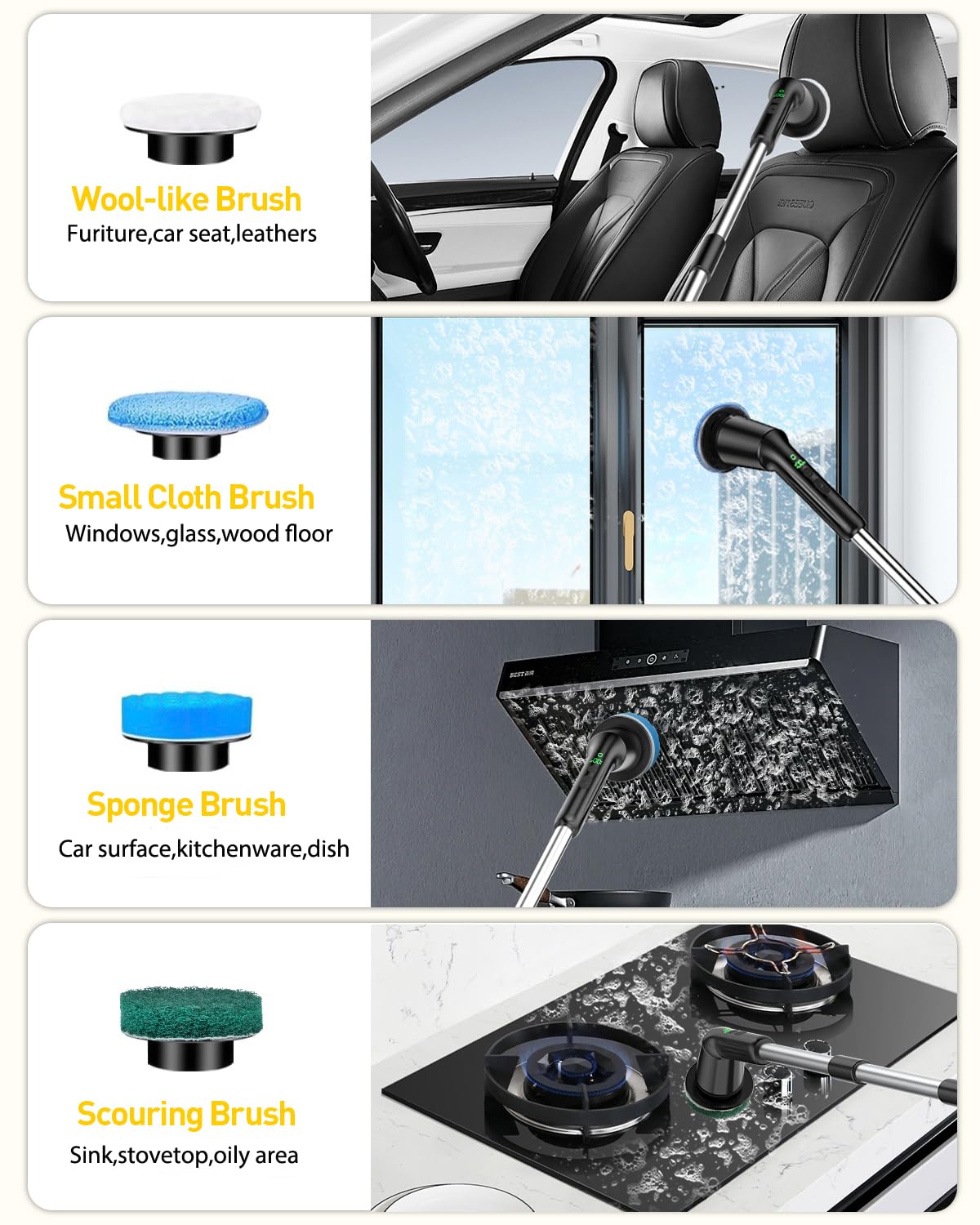 Electric Spin Scrubber for Cleaning Bathroom, Shower Scrubber Cordless Cleaning Brush with IPX7 Waterproof & 2 Speed, 3 Brush Heads, Bathroom Cleaning Supplies for Shower Tub Tile Toilet Grey