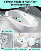Electric Spin Scrubber for Cleaning Bathroom, Shower Scrubber Cordless Cleaning Brush with IPX7 Waterproof & 2 Speed, 3 Brush Heads, Bathroom Cleaning Supplies for Shower Tub Tile Toilet Grey