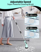 Electric Spin Scrubber for Cleaning Bathroom, Shower Scrubber Cordless Cleaning Brush with IPX7 Waterproof & 2 Speed, 3 Brush Heads, Bathroom Cleaning Supplies for Shower Tub Tile Toilet Grey