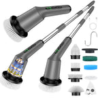 Electric Spin Scrubber for Cleaning Bathroom, Shower Scrubber Cordless Cleaning Brush with IPX7 Waterproof & 2 Speed, 3 Brush Heads, Bathroom Cleaning Supplies for Shower Tub Tile Toilet Grey