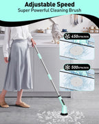 Electric Spin Scrubber for Cleaning Bathroom, Shower Scrubber Cordless Cleaning Brush with IPX7 Waterproof & 2 Speed, 3 Brush Heads, Bathroom Cleaning Supplies for Shower Tub Tile Toilet Grey