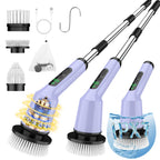 Electric Spin Scrubber for Cleaning Bathroom, Shower Scrubber Cordless Cleaning Brush with IPX7 Waterproof & 2 Speed, 3 Brush Heads, Bathroom Cleaning Supplies for Shower Tub Tile Toilet Grey