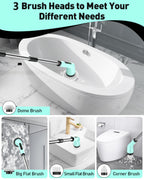 Electric Spin Scrubber for Cleaning Bathroom, Shower Scrubber Cordless Cleaning Brush with IPX7 Waterproof & 2 Speed, 3 Brush Heads, Bathroom Cleaning Supplies for Shower Tub Tile Toilet Grey