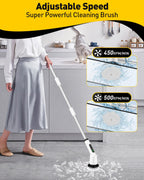 Electric Spin Scrubber for Cleaning Bathroom, Shower Scrubber Cordless Cleaning Brush with IPX7 Waterproof & 2 Speed, 3 Brush Heads, Bathroom Cleaning Supplies for Shower Tub Tile Toilet Grey