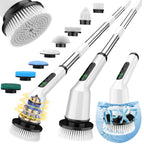 Electric Spin Scrubber for Cleaning Bathroom, Shower Scrubber Cordless Cleaning Brush with IPX7 Waterproof & 2 Speed, 3 Brush Heads, Bathroom Cleaning Supplies for Shower Tub Tile Toilet Grey