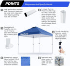 Nazhura 10' x 10' Pop Up Canopy Tent with Sand Weight Bag, Freestanding Sun Shelter for Picnic and Camping, One Person Setup and Height Adjustable (Blue)