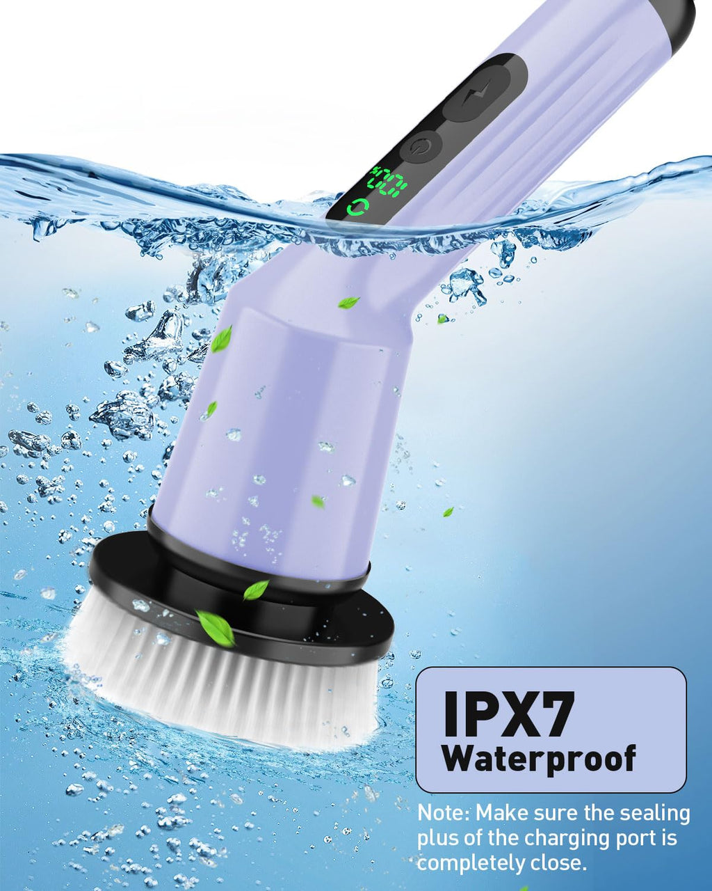 Electric Spin Scrubber for Cleaning Bathroom, Shower Scrubber Cordless Cleaning Brush with IPX7 Waterproof & 2 Speed, 3 Brush Heads, Bathroom Cleaning Supplies for Shower Tub Tile Toilet Grey