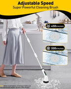 Electric Spin Scrubber for Cleaning Bathroom, Shower Scrubber Cordless Cleaning Brush with IPX7 Waterproof & 2 Speed, 3 Brush Heads, Bathroom Cleaning Supplies for Shower Tub Tile Toilet Grey