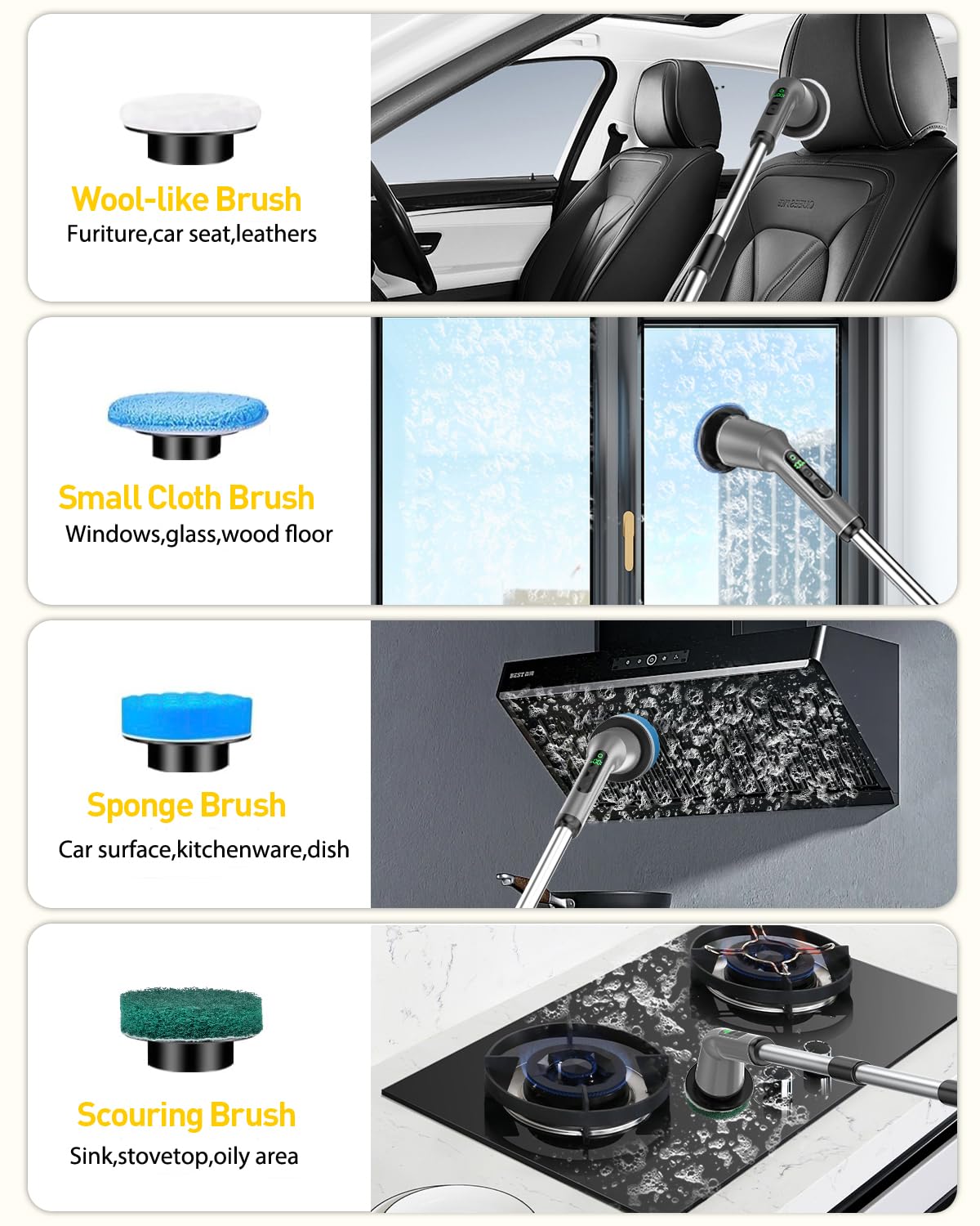 Electric Spin Scrubber for Cleaning Bathroom, Shower Scrubber Cordless Cleaning Brush with IPX7 Waterproof & 2 Speed, 3 Brush Heads, Bathroom Cleaning Supplies for Shower Tub Tile Toilet Grey