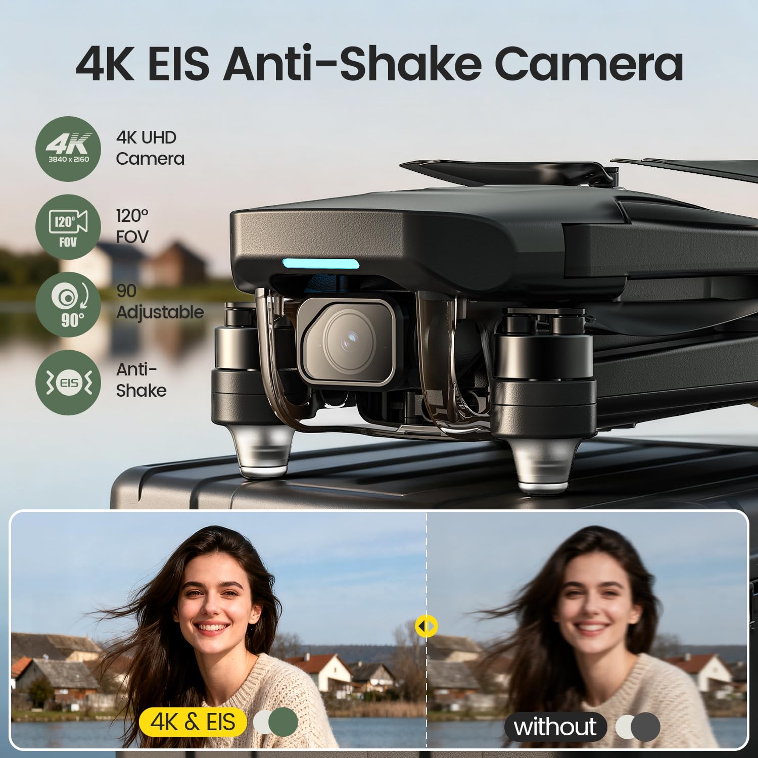 Holy Stone HS175D GPS Drone with 4K Camera for Adults, Under 249g, Foldable RC Quadcopter with Auto Return, 46 Mins Long Flight, Follow Me, Brushless Motor, Circle Fly, Waypoint Fly, Altitude Hold