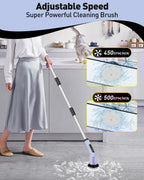 Electric Spin Scrubber for Cleaning Bathroom, Shower Scrubber Cordless Cleaning Brush with IPX7 Waterproof & 2 Speed, 3 Brush Heads, Bathroom Cleaning Supplies for Shower Tub Tile Toilet Grey
