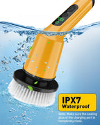 Electric Spin Scrubber for Cleaning Bathroom, Shower Scrubber Cordless Cleaning Brush with IPX7 Waterproof & 2 Speed, 3 Brush Heads, Bathroom Cleaning Supplies for Shower Tub Tile Toilet Grey