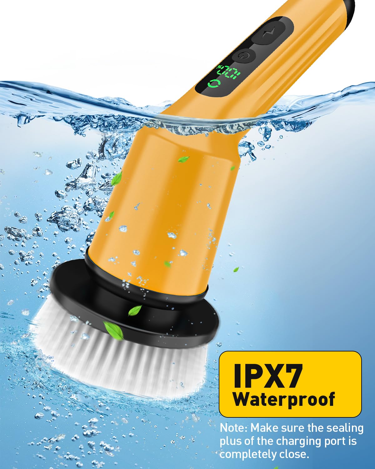 Electric Spin Scrubber for Cleaning Bathroom, Shower Scrubber Cordless Cleaning Brush with IPX7 Waterproof & 2 Speed, 3 Brush Heads, Bathroom Cleaning Supplies for Shower Tub Tile Toilet Grey