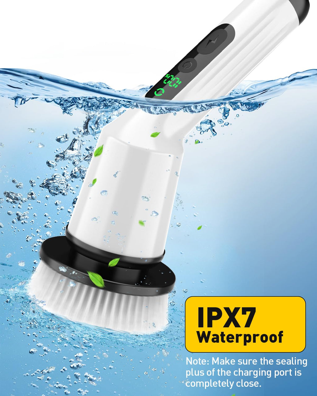 Electric Spin Scrubber for Cleaning Bathroom, Shower Scrubber Cordless Cleaning Brush with IPX7 Waterproof & 2 Speed, 3 Brush Heads, Bathroom Cleaning Supplies for Shower Tub Tile Toilet Grey