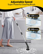 Electric Spin Scrubber for Cleaning Bathroom, Shower Scrubber Cordless Cleaning Brush with IPX7 Waterproof & 2 Speed, 3 Brush Heads, Bathroom Cleaning Supplies for Shower Tub Tile Toilet Grey