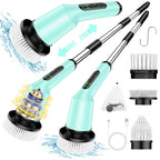 Electric Spin Scrubber for Cleaning Bathroom, Shower Scrubber Cordless Cleaning Brush with IPX7 Waterproof & 2 Speed, 3 Brush Heads, Bathroom Cleaning Supplies for Shower Tub Tile Toilet Grey
