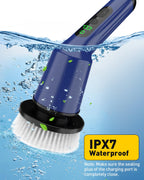 Electric Spin Scrubber for Cleaning Bathroom, Shower Scrubber Cordless Cleaning Brush with IPX7 Waterproof & 2 Speed, 3 Brush Heads, Bathroom Cleaning Supplies for Shower Tub Tile Toilet Grey
